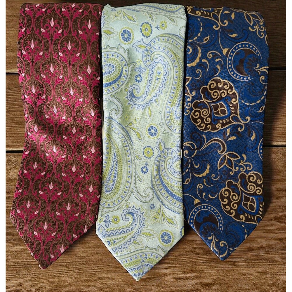 LOT OF 3 - SANTORELLI WOVEN 100% ITALIAN SILK NECK TIES 58.75"